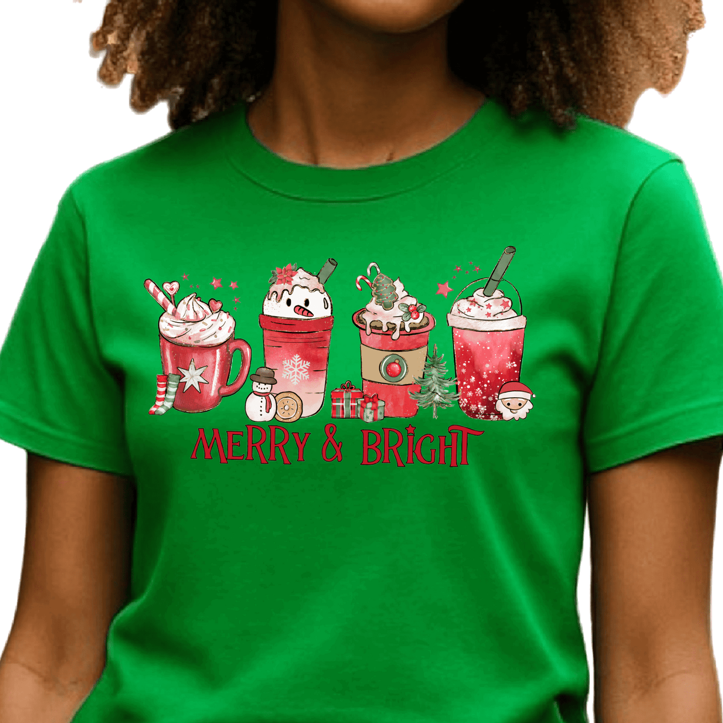 Merry and Bright DTF Transfer – Christmas Coffee Latte Holiday Ready to Press Heat Transfer - DTF NOVA