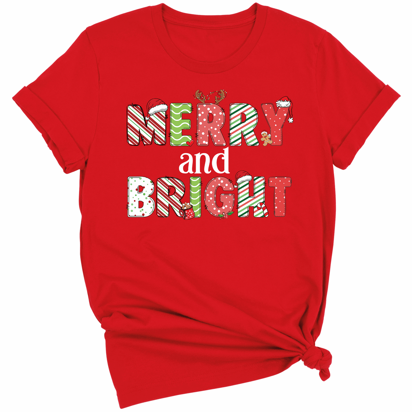 Merry & Bright Christmas DTF Transfer – Holiday Lights Shirt Design - DTF NOVA