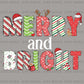 Merry & Bright Christmas DTF Transfer – Holiday Lights Shirt Design - DTF NOVA