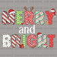 Merry & Bright Christmas DTF Transfer – Holiday Lights Shirt Design - DTF NOVA