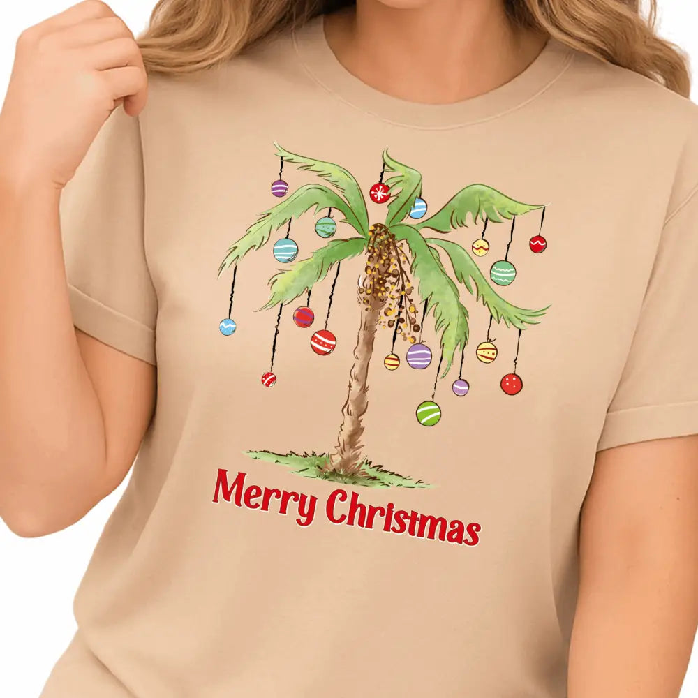 Merry Palm Tree Christmas DTF Transfer – Tropical Holiday Beach Ready to Press Heat Transfer - DTF NOVA