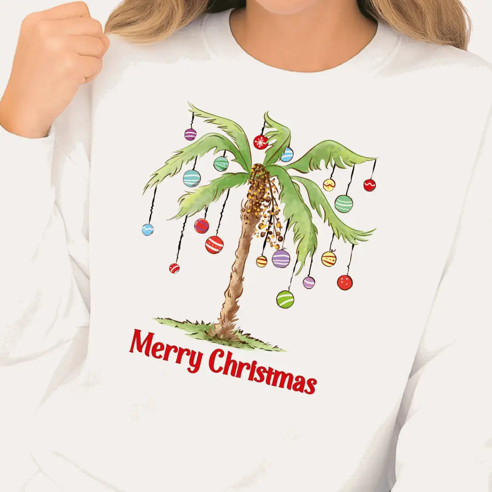 Merry Palm Tree Christmas DTF Transfer – Tropical Holiday Beach Ready to Press Heat Transfer - DTF NOVA