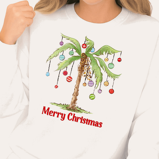 Merry Palm Tree Christmas DTF Transfer – Tropical Holiday Beach Ready to Press Heat Transfer - DTF NOVA