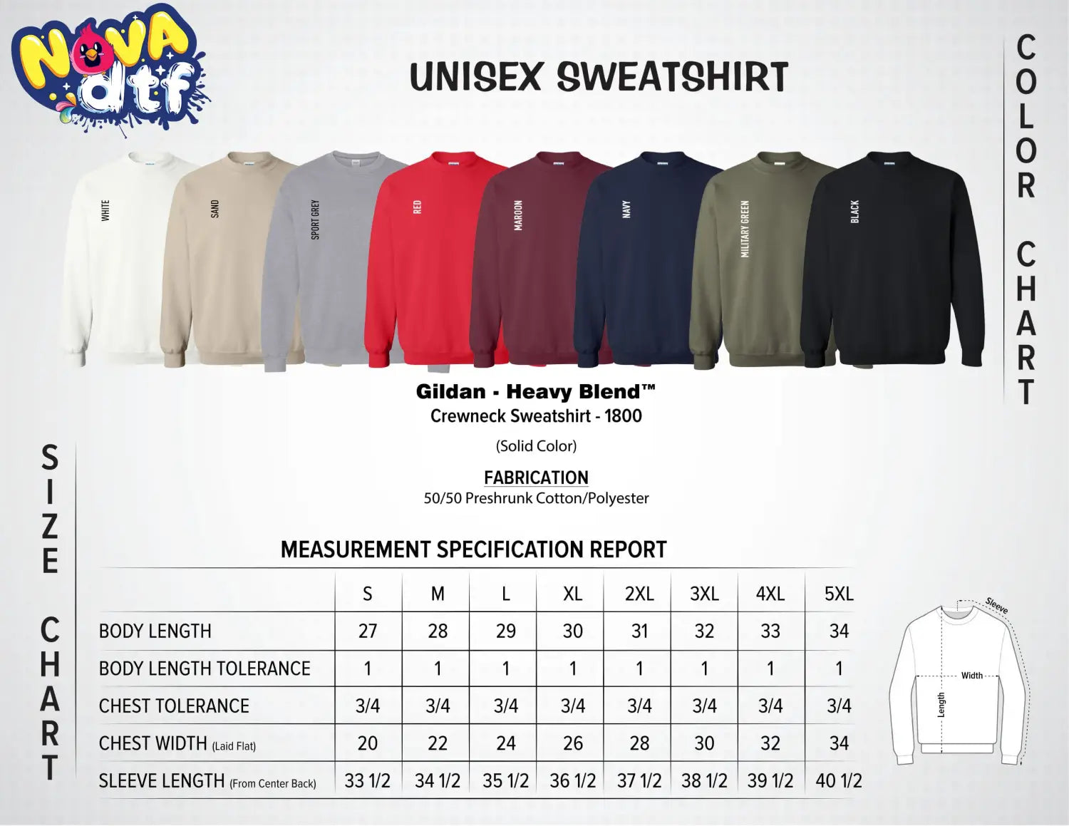 Sweatshirt Size Chart