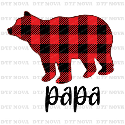 Buffalo Plaid Bear Family DTF Transfer – Christmas Matching Ready to Press Heat Transfer