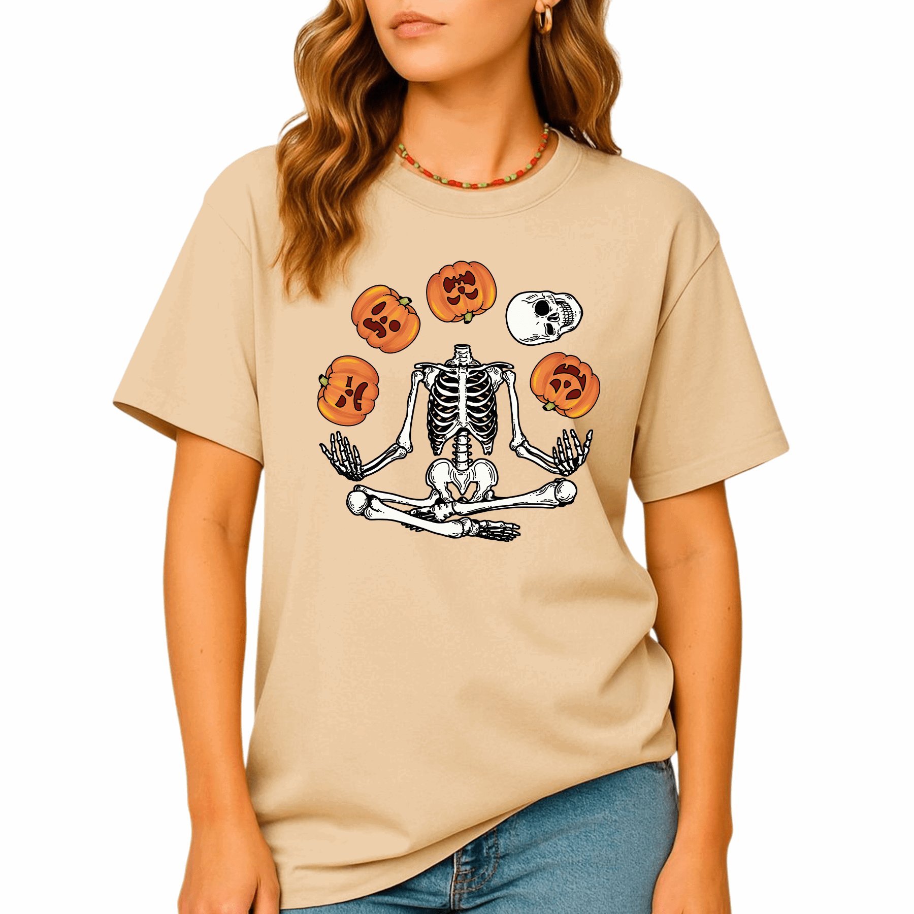 Pumpkin Skeleton DTF Transfer – Halloween Ready to Press Heat Transfer - DTF NOVA