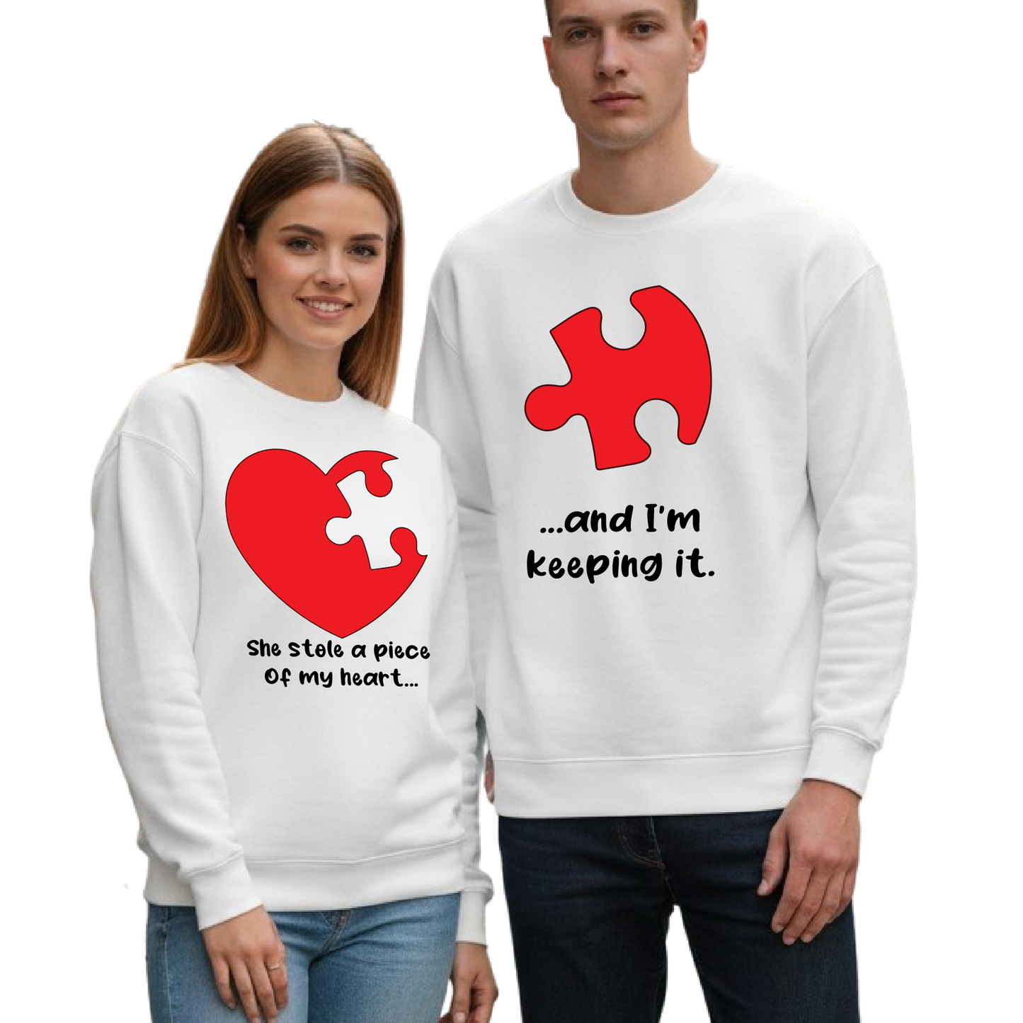 Puzzle Heart Valentine DTF Transfer – His & Hers Love Design - DTF NOVA - Ready DTF Transfers - NOVA DTF