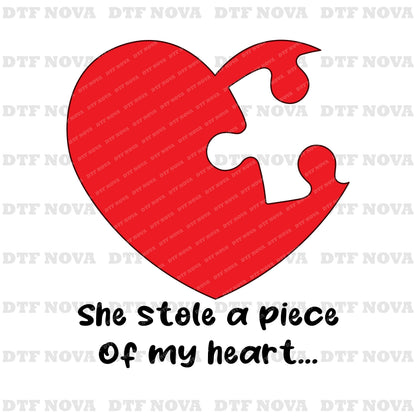 Puzzle Heart Valentine DTF Transfer – His & Hers Love Design - DTF NOVA - Ready DTF Transfers - NOVA DTF
