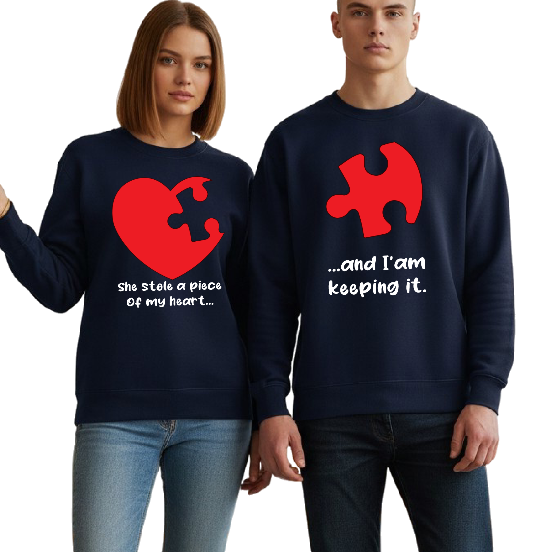 Puzzle Heart Valentine DTF Transfer – His & Hers Love Design - DTF NOVA - Ready DTF Transfers - NOVA DTF