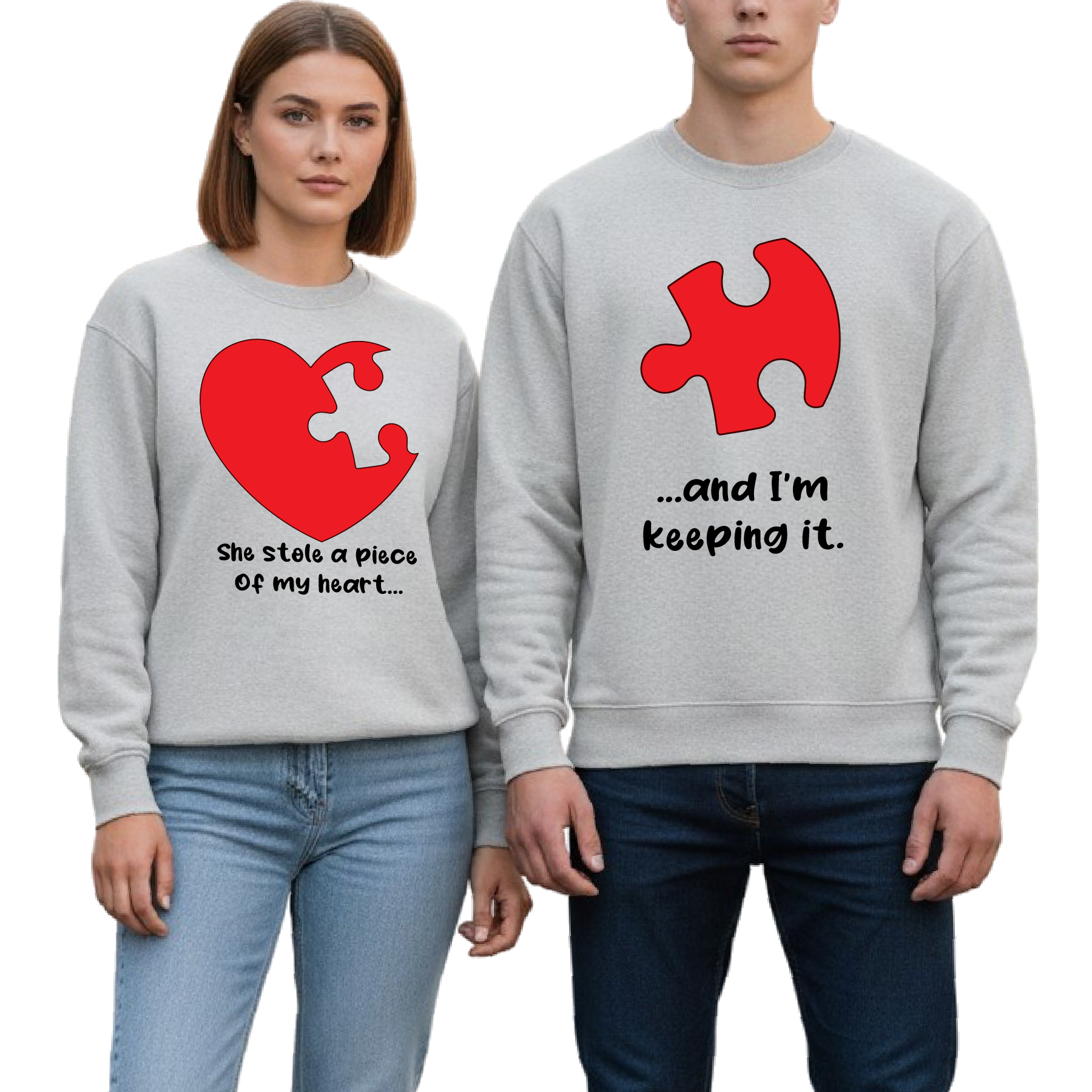 Puzzle Heart Valentine DTF Transfer – His & Hers Love Design - DTF NOVA - Ready DTF Transfers - NOVA DTF