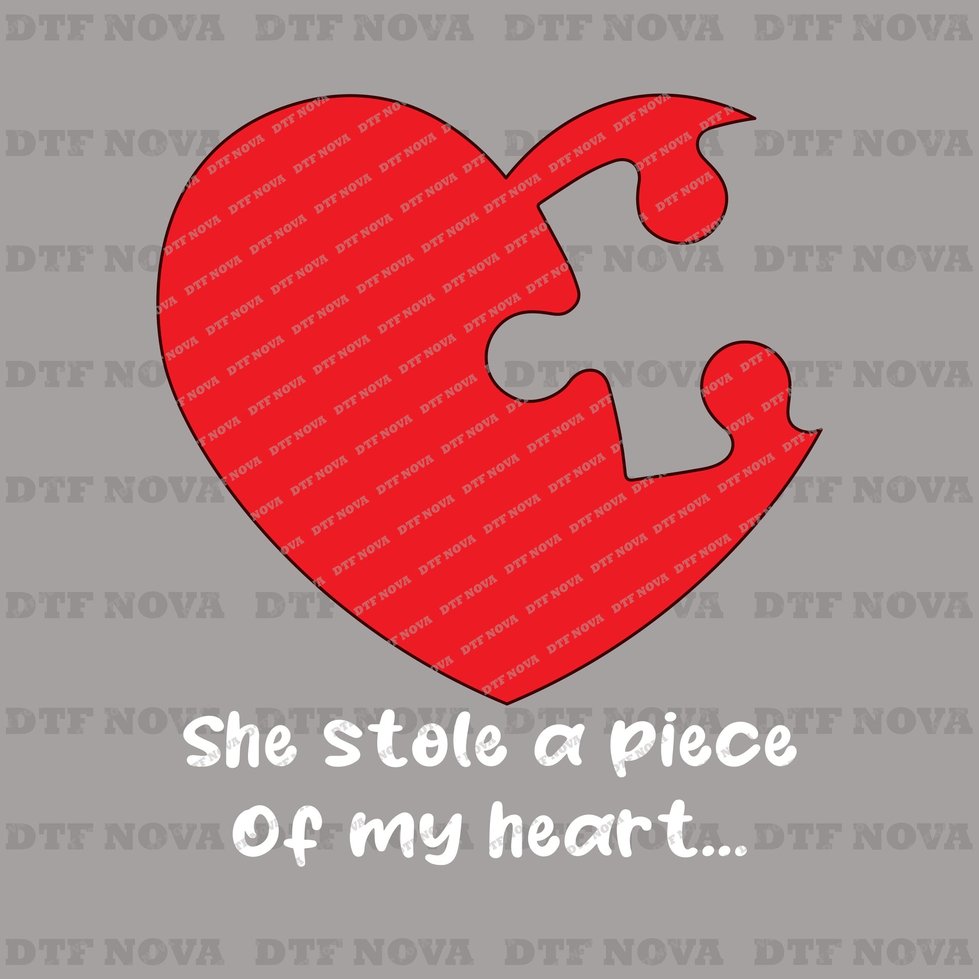 Puzzle Heart Valentine DTF Transfer – His & Hers Love Design - DTF NOVA - Ready DTF Transfers - NOVA DTF