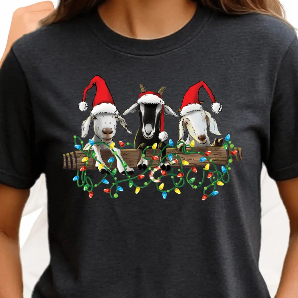 Santa Hat Goat Christmas DTF Transfer – Funny Farm Animal Holiday Ready to Press - DTF NOVA