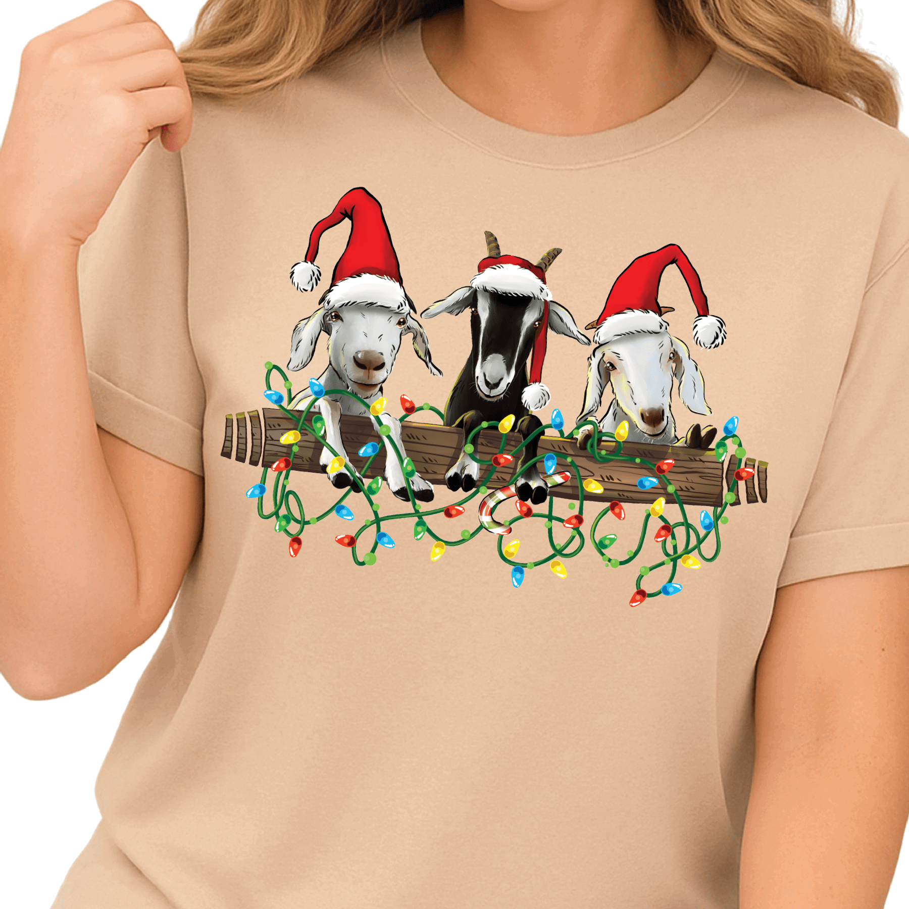 Santa Hat Goat Christmas DTF Transfer – Funny Farm Animal Holiday Ready to Press - DTF NOVA