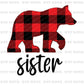 Buffalo Plaid Bear Family DTF Transfer – Christmas Matching Ready to Press Heat Transfer