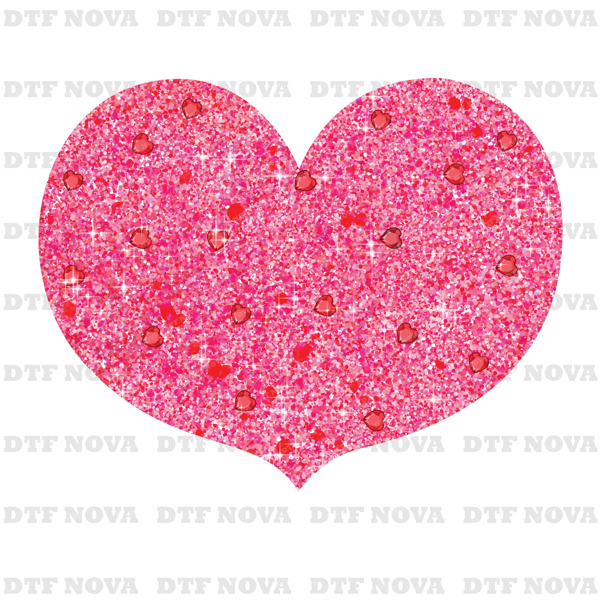 Glitter Pink Heart Valentine DTF Transfer – Ready to Press - DTF NOVA