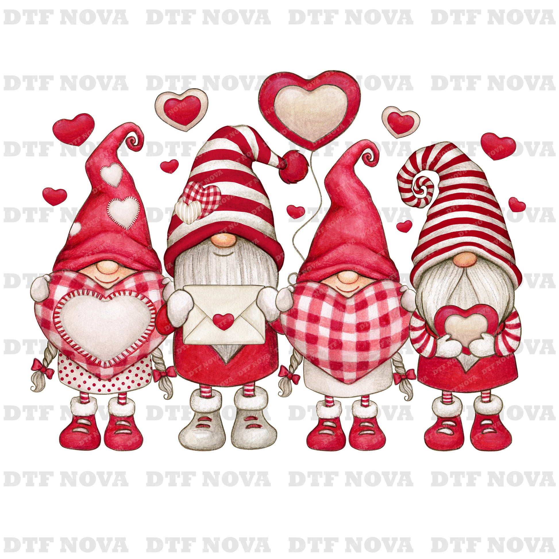 Valentine Gnomes DTF Transfer Ready to Press Heart Design - DTF NOVA
