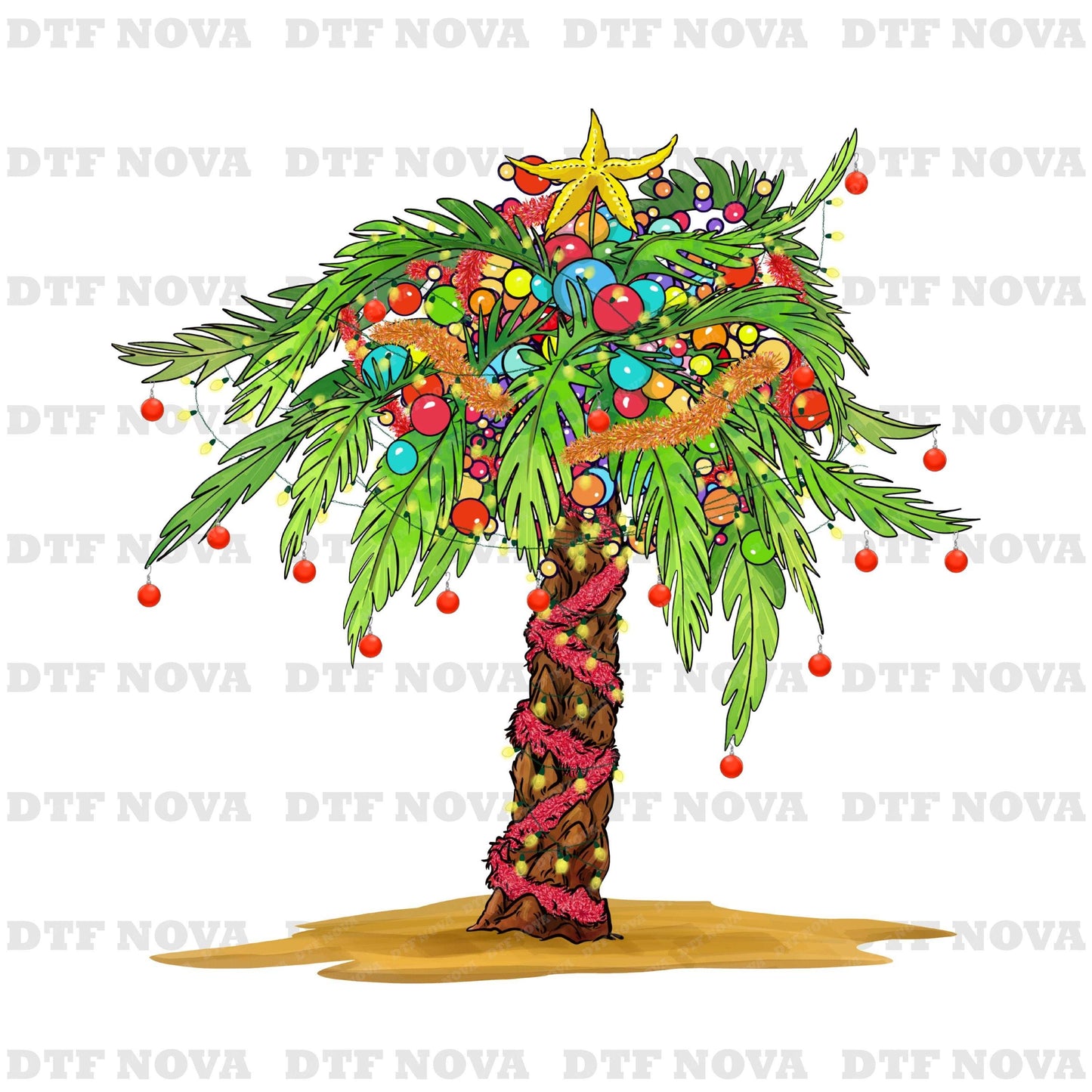 Tropical Christmas Palm Tree DTF Transfer – Ready to Press Heat Transfers - DTF NOVA