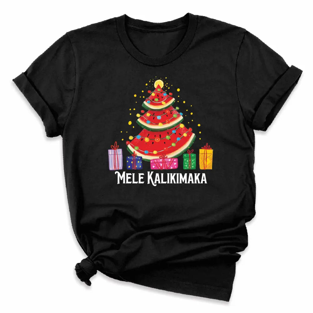 Tropical Christmas Watermelon Tree DTF Transfer – Mele Kalikimaka Summer Holiday Shirt Design - DTF NOVA