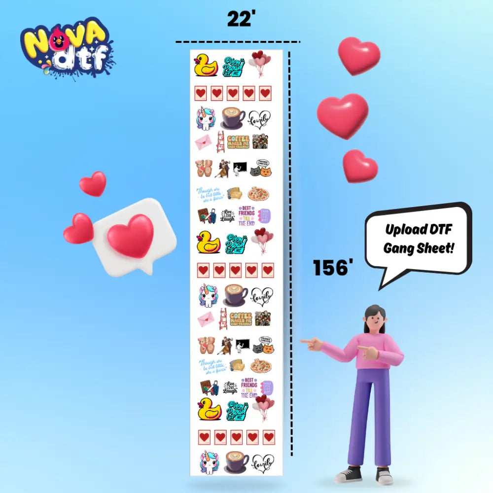 Upload DTF Transfer Gang Sheet - 22x156 inches