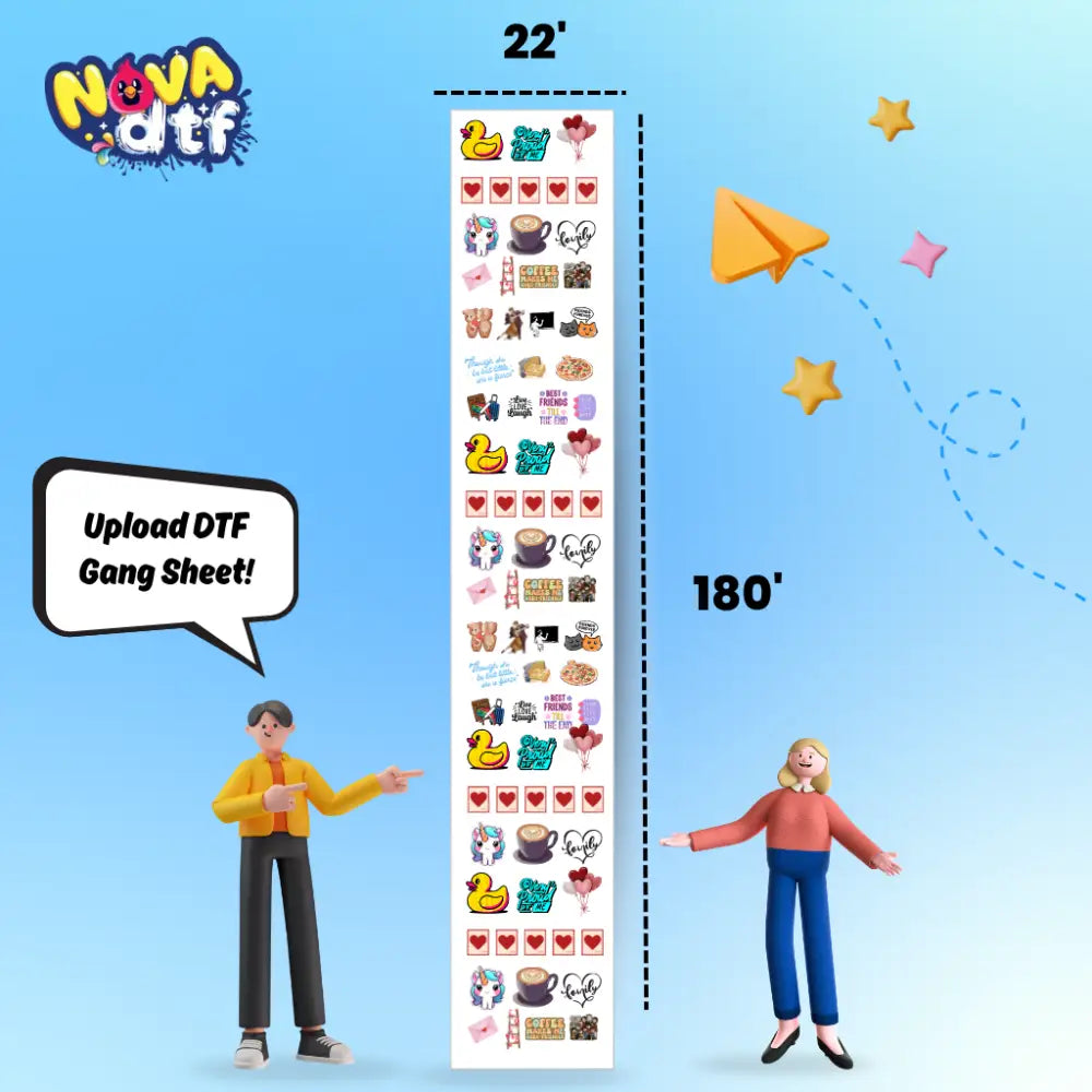 Upload DTF Transfer Gang Sheet - 22x180 inches