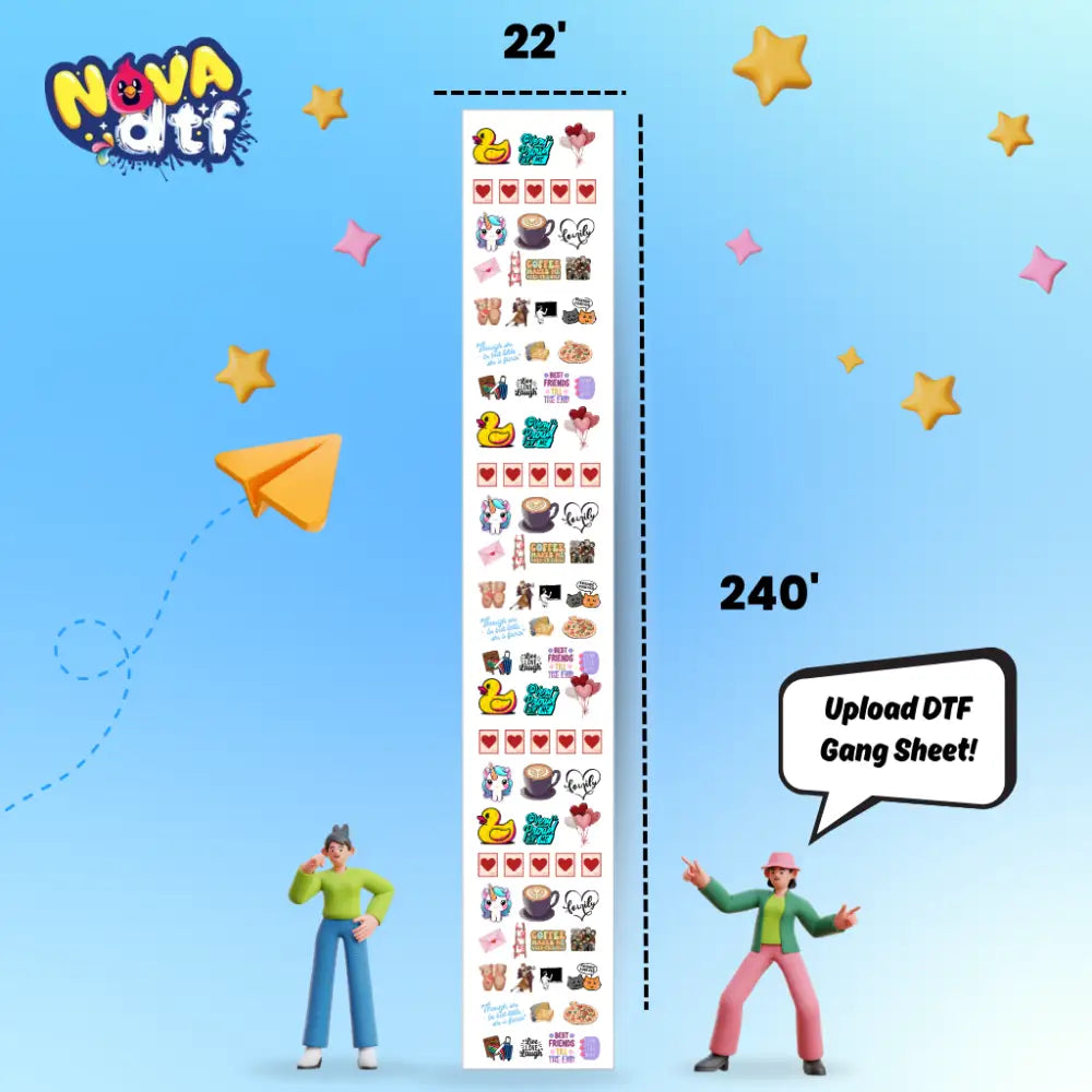 Upload DTF Transfer Gang Sheet - 22x240 inches