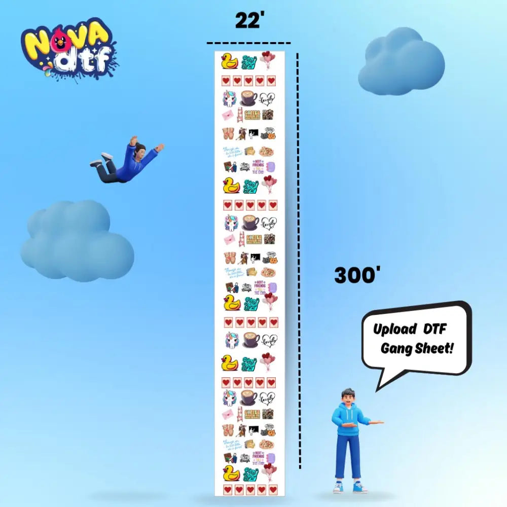 Upload DTF Transfer Gang Sheet - 22x300 inches