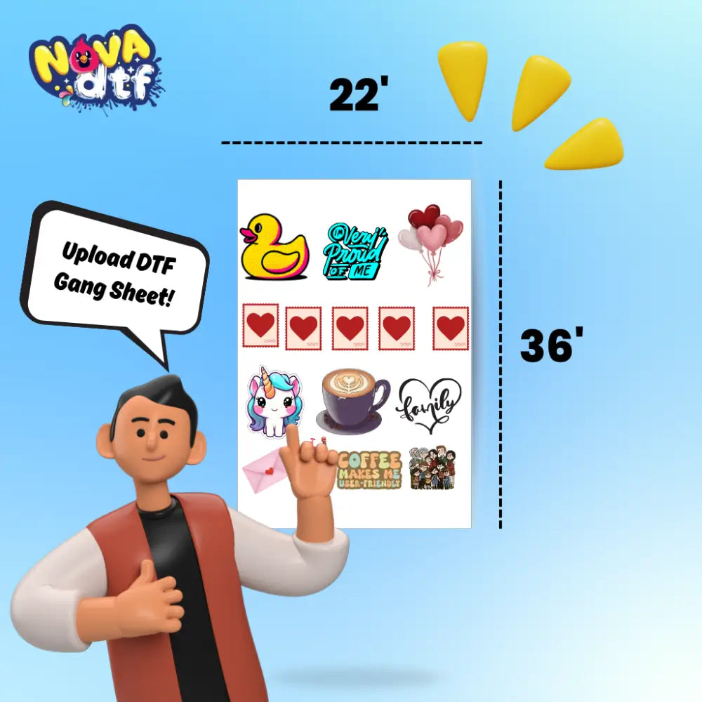 Upload DTF Transfer Gang Sheet - 22x36 inches