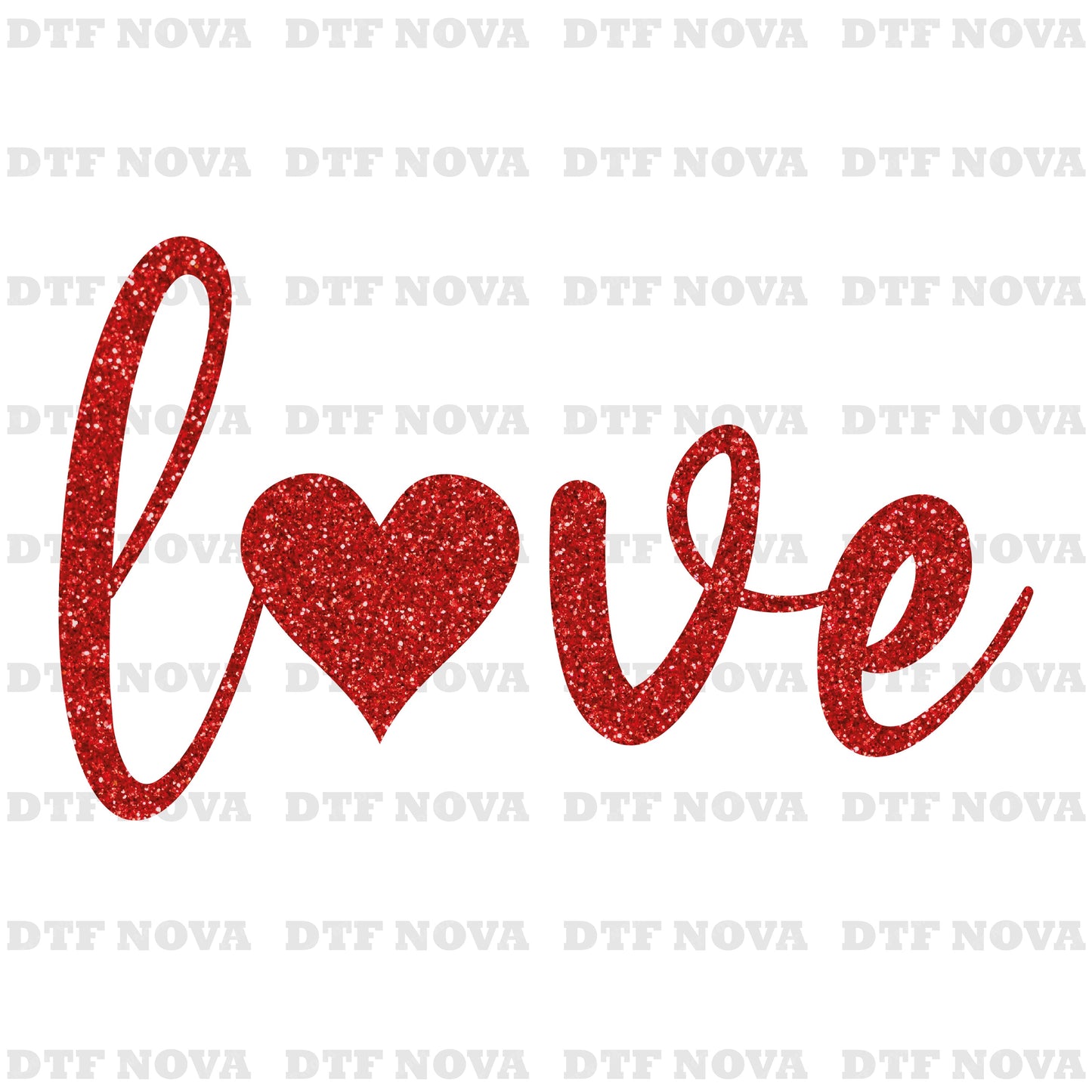 Valentine Love Heart Glitter DTF Transfer – Ready to Press - DTF NOVA - Ready DTF Transfers - NOVA DTF