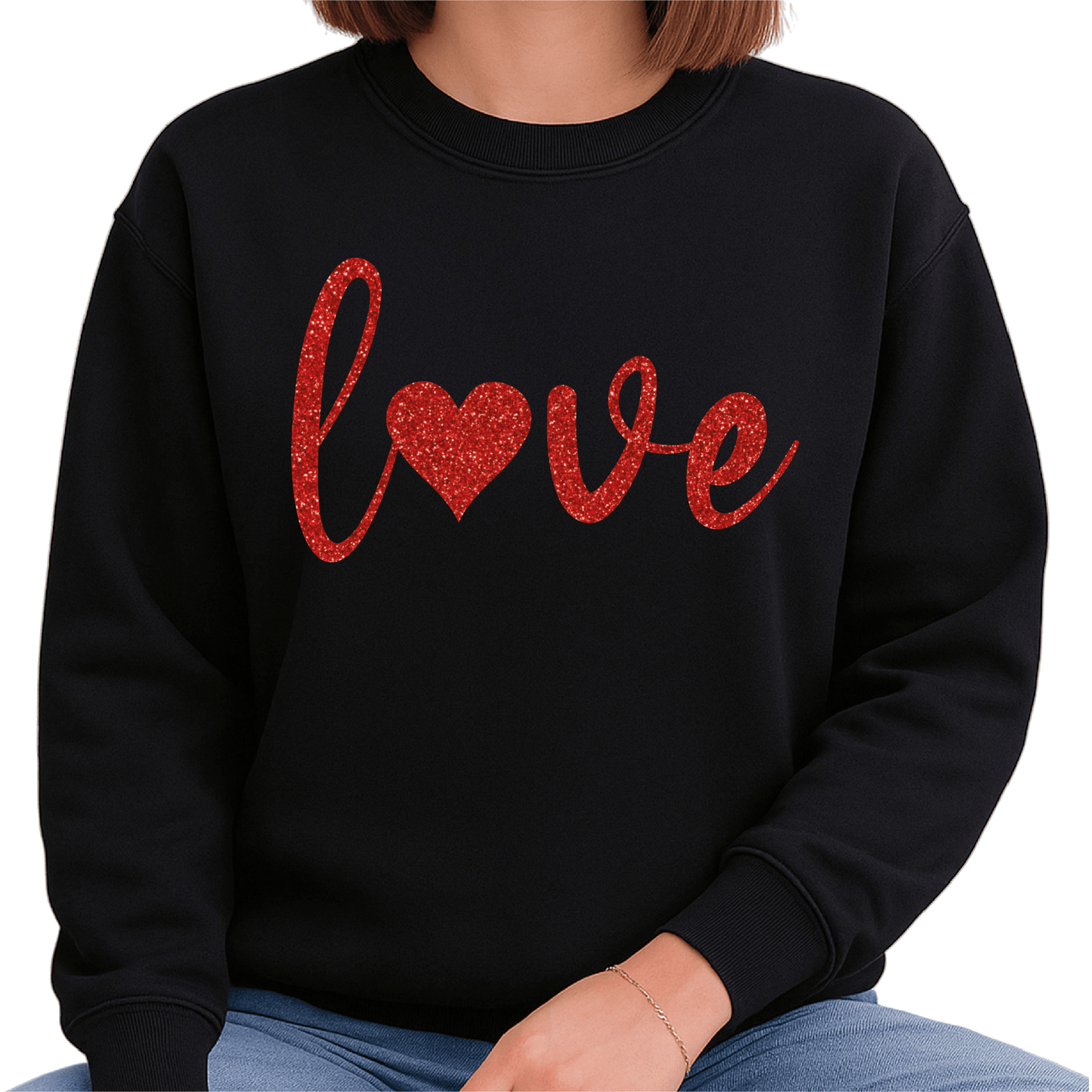 Valentine Love Heart Glitter DTF Transfer – Ready to Press - DTF NOVA - Ready DTF Transfers - NOVA DTF