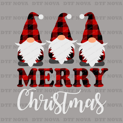 Buffalo Plaid Gnomes Merry Christmas DTF Transfer – Holiday Ready to Press
