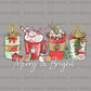 Merry and Bright Christmas Coffee DTF Transfer – Ready to Press Heat Transfers